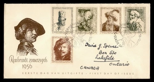 DR WHO 1956 NETHERLANDS FDC ART REMBRANDT SEMI POST COMBO M76966