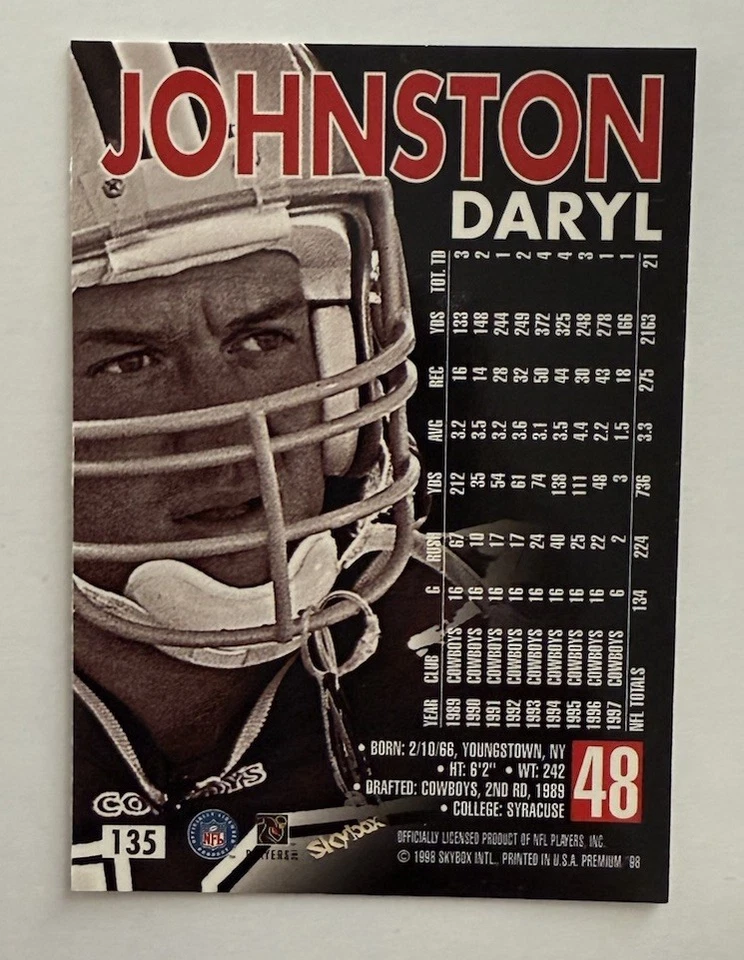 1998 Skybox Premium Fleet Farm Daryl Johnston #135 Dallas Cowboys - Image 2 of 2