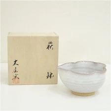 Hagi ware Oya kiln leaf shaped bowl (with original box) tableware stylish antiqu