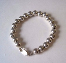 7mm Sterling Silver Beaded Ball Bracelet, 7 1/4" Long And 21 Grams Total Weight