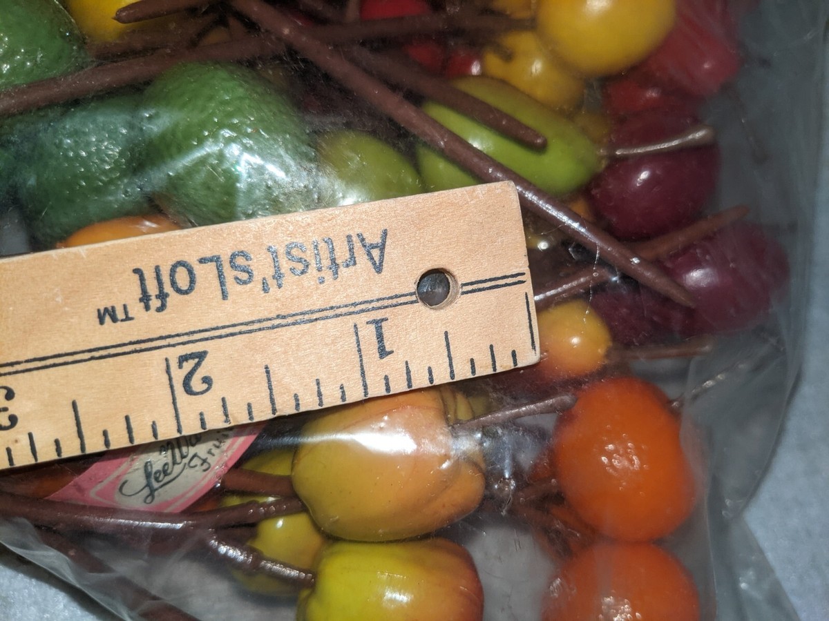 Vintage LeeWards Medium Sized Lacquered Fruits 24 Stems 72 Fruits