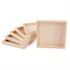 6x Wooden Trays Hexahedral Painting Blocks Puzzle Storing Trays Wood Panel Board