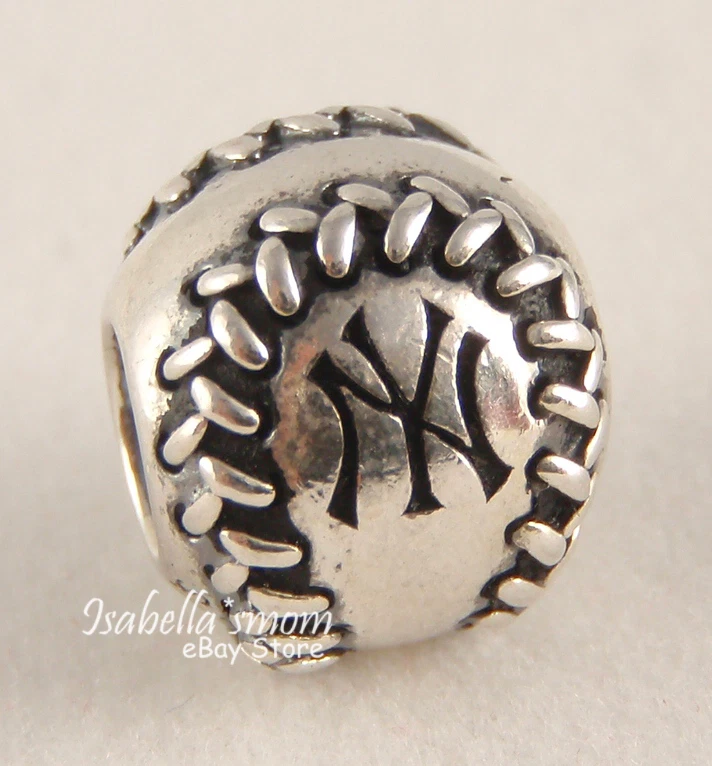 NEW YORK YANKEES Authentic PANDORA Sterling Silver MLB BASEBALL TEAM Charm Bead