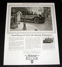 1926 OLD MAGAZINE PRINT AD, THE LYCOMING MOTORED ELCAR AUTOMOBILE, SIX & EIGHT!