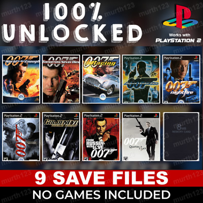 James Bond 007 Agent Under Fire PSX PS1 PS2 Memory Card 100% Complete Beaten