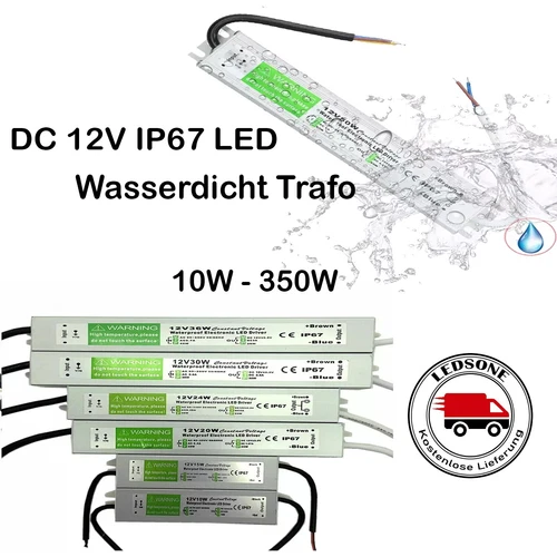 DC 12V LED Trafo Transformator Netzteil Wasserdicht IP67  LED Strip 10W-350W DHL