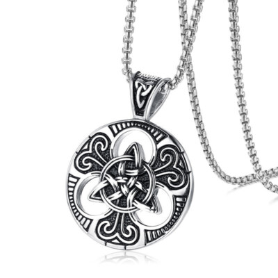 Halskette Anhänger Triquetra Knoten der Dreisamkeit Tribal Wikinger Herren