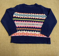Vintage Gap Toddler 5 yr Cotton Sweater Blue Fair Isle Nordic