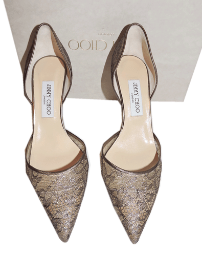 Jimmy Choo D'orsay 85Mm Pumps Laces Pointy Toe Addison Sz 39.5  Heels Shoes - Picture 5 of 7