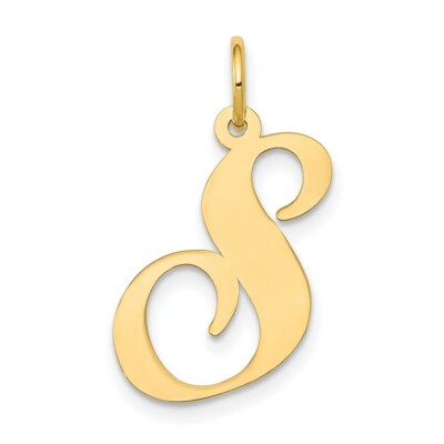14k Gelbgold ausgefallene Schrift Initiale S Charm Anhänger 0,87 Zoll
