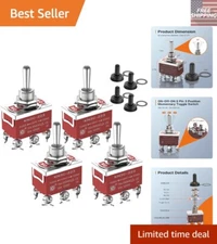 Waterproof 12V DC 30 Amp DPDT Marine Toggle Switch - Pack of 4 for Durability