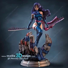 3D Print - Psylocke Pose 4  - Grey Or Painted - Custom Resin Statue - DC Marvel