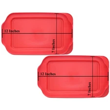 Pyrex 232-PC 11" x 7" Red Rectangular Lid Cover 2 Pack New for 2Qt Glass Dish
