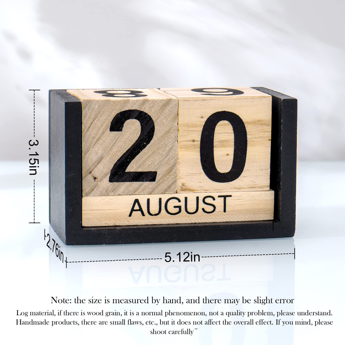 Wooden Perpetual Block Calendar for Desk Table Month Date Display