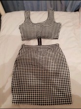 Missguided 80s Style Dogtooth Bodycon party Summer Dress Worn Once Size 8