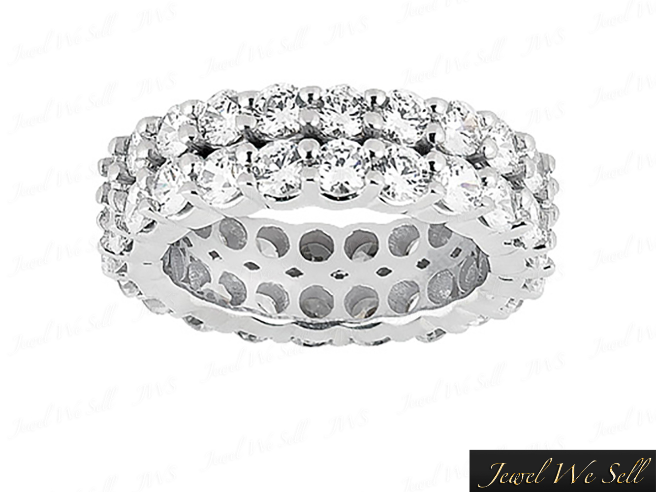 6.00Ct Round Cut Diamond Double Row Eternity Band Wedding Ring 14K Gold ...
