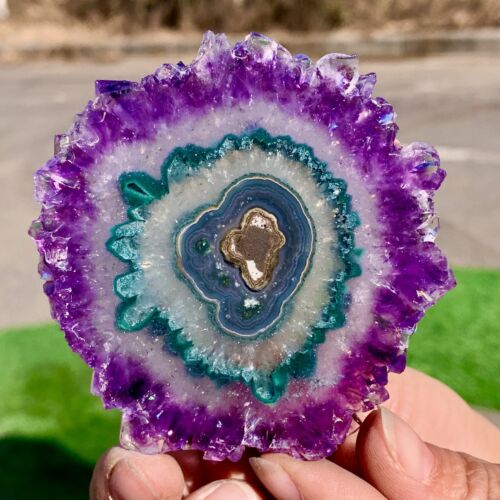 81G Natural Alta Calidad Amatista Ágata Cuarzo Racimo Rebanada Cristal Mineral - Imagen 19 de 24