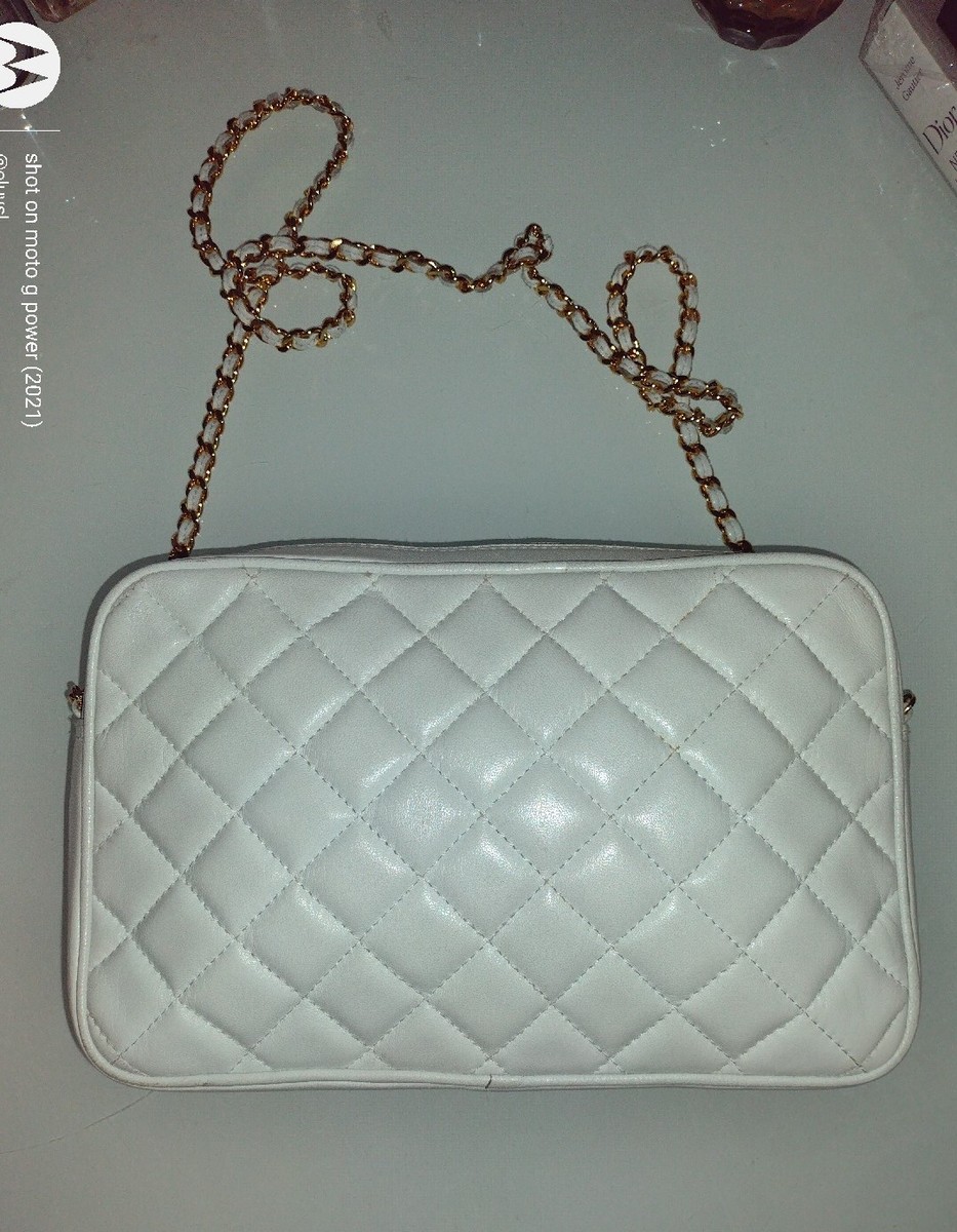 Vintage GIVENCHY Leather Crossbody Bag AUTHENTICATED White & Gold