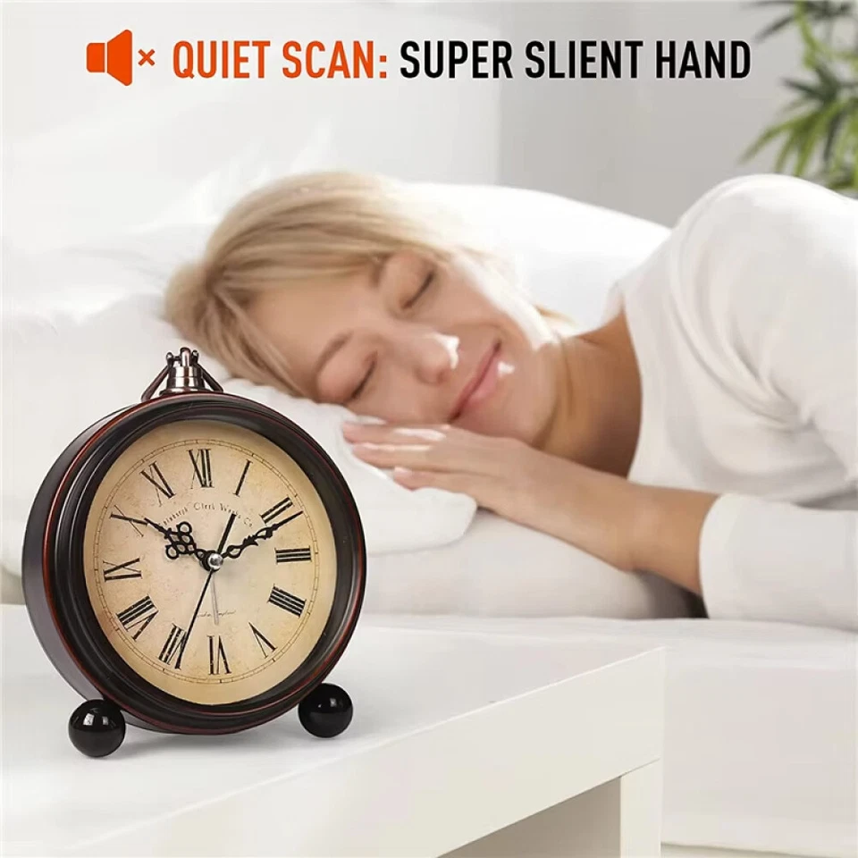 Tischuhr im antiken Vintage-Retro-Nostalgie-Design aus Metall, Schreibtischuhr - Bild 4 von 4