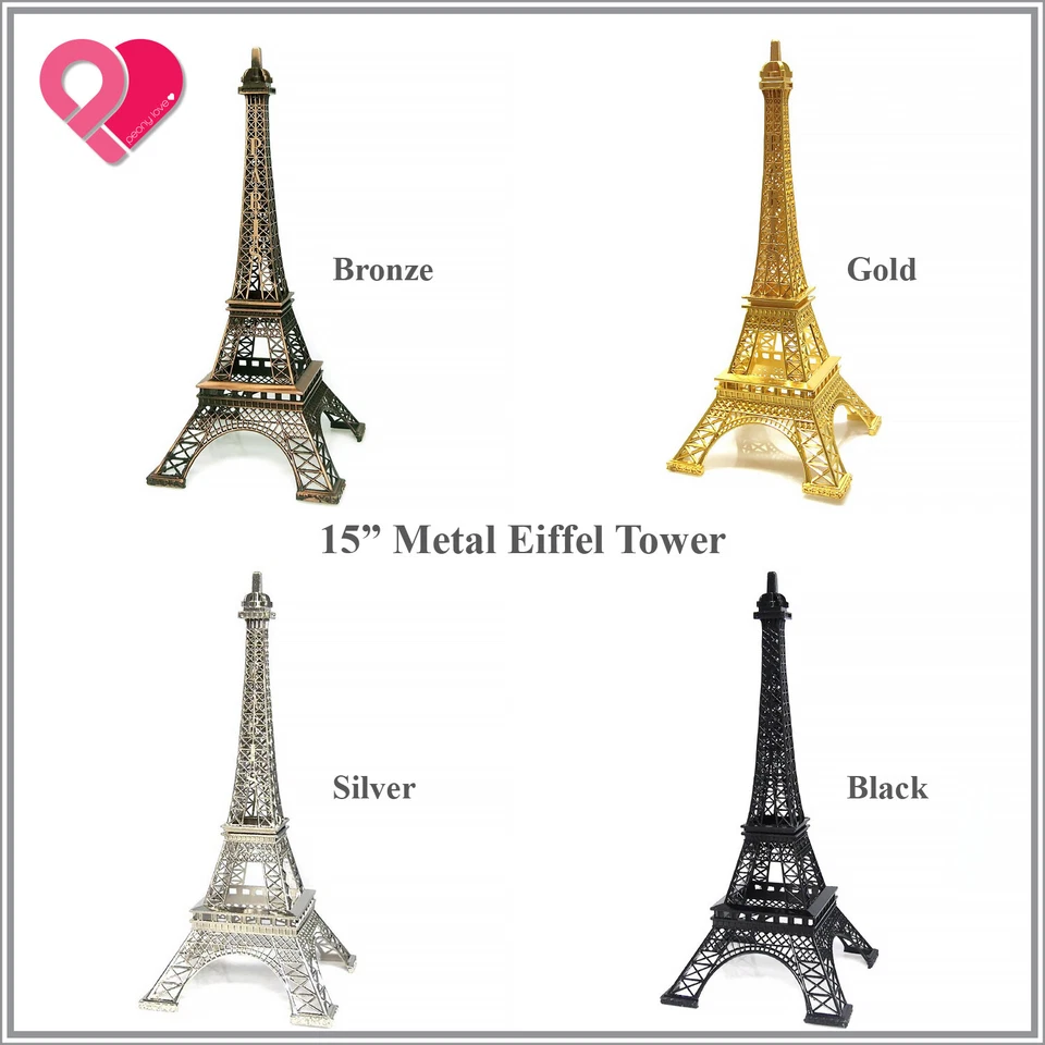 1-12 Torre Eiffel Metal Estatua Escultura París Boda Pastel Topper Centro de mesa Foto 4 de 4