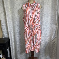 Nine West Womens Coral, Tan and White Sleeveless Dress, NWT,  Size XLarge