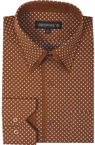 Camisa de hombre George Style 100% algodón de lunares Cuello y Cardigan 617 - Imagen 4 de 6