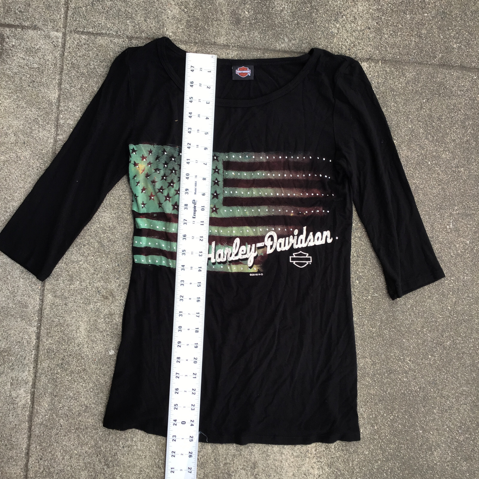 Camicia Harley Davidson bandiera americana fila whisky nera media strass 2018