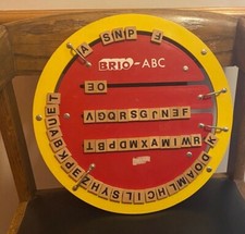 Vintage Brio Wood Red and Yellow ABC Educational Toy-Alphabet/Math-Wood Tiles