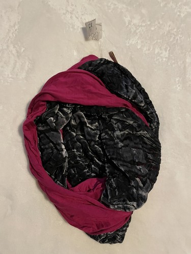 Collection Eighteen Pink Grey Infinity Loop Scarf Velvet Striped