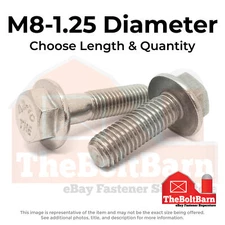 M8-1.25 A2-70 Stainless Steel Hex Flange Bolts (Choose Length & Qty)