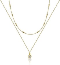 Gold CZ Diamond Necklace for Women Dainty Layering Cubic Zirconia Pendant Nec...