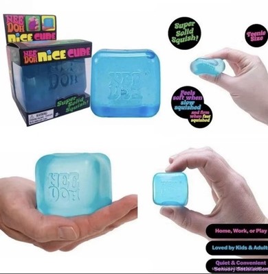 Blue NeeDoh Nice Cubes Ice Cube Toy Fidget Super Solid Squish