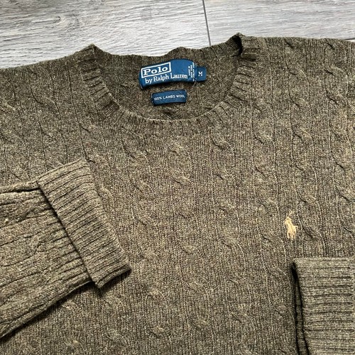 Vintage Polo Ralph Lauren Mens M Crewneck Sweater Cable Knit 100% Lambswool - Image 1