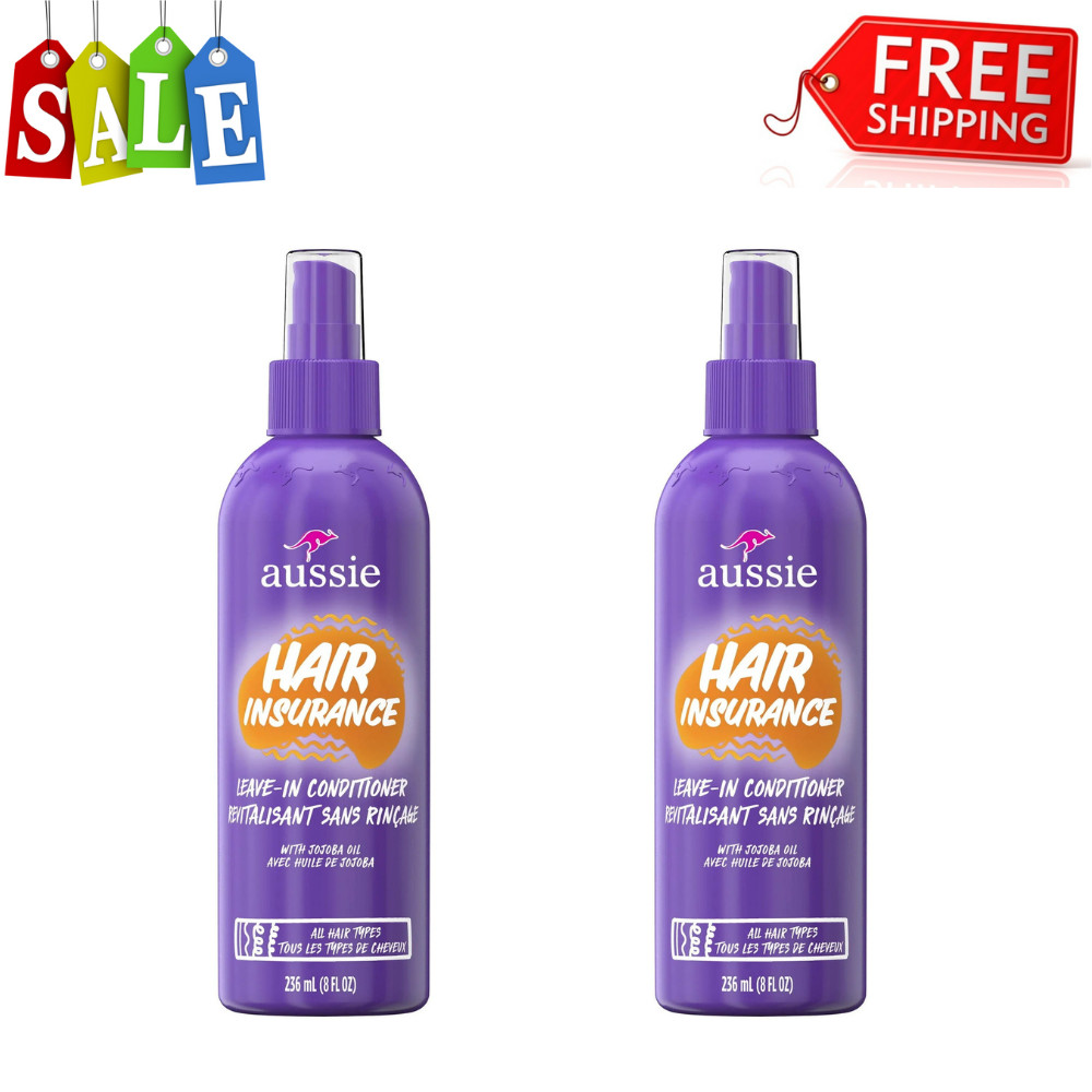 Aussie Hair Insurance, Leave-in Conditioner for All Hair Types, 8 oz (Pack of 2)