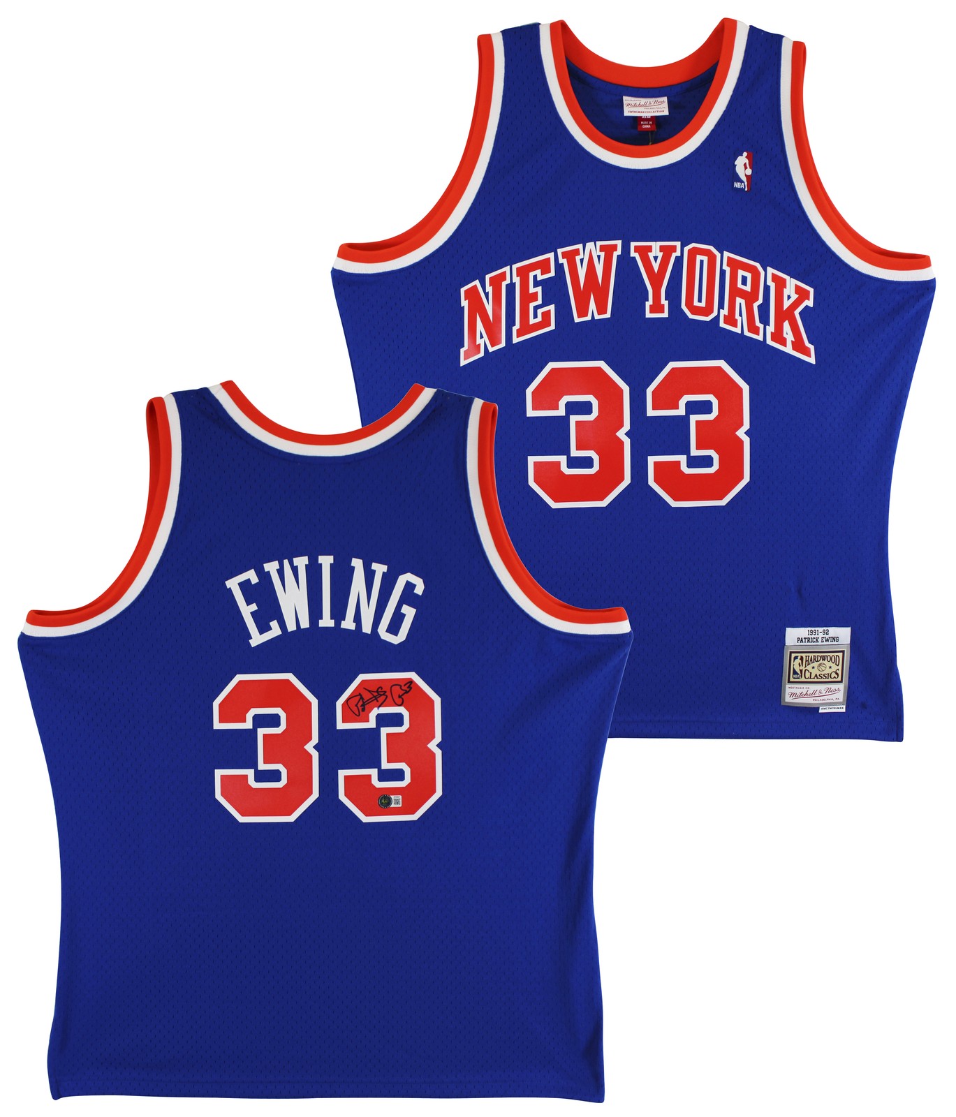 Patrick Ewing Autographed Signed New York Knicks Knicks Authentic Blue 1991-92 M&N Jersey BAS 