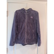 The North Face Women's Medium Osito Hooded Fleece Jacket Gray Full Zip Soft Cozy
