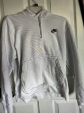 NIKE Men  s White Hoodie Size Medium