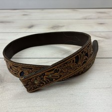 Circle Y Carved Leather Belt Brown Western Floral 34