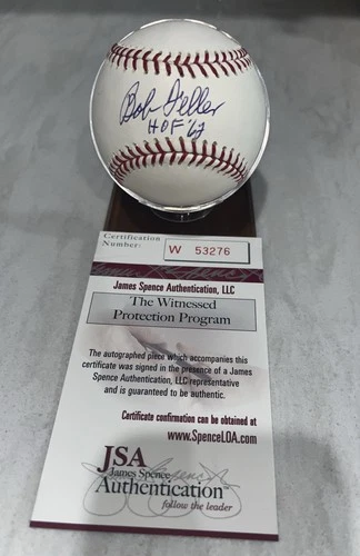 BOB FELLER HOF 62 Signed Rawlings Official Major League Baseball JSA COA AUTO