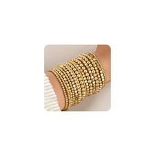  F ME 16 PCS Gold Bead Bracelet for Women, adjustable, 16