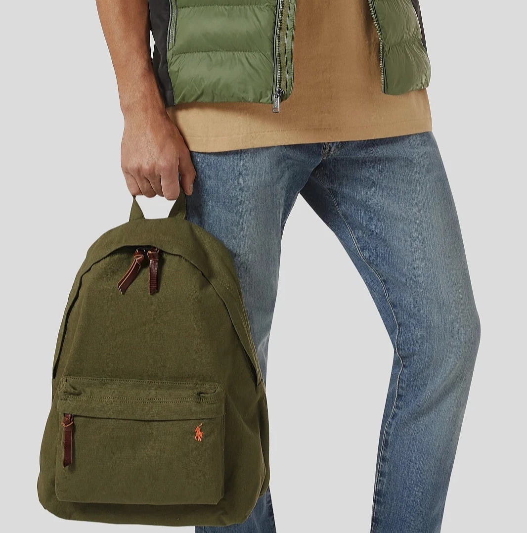 Polo Ralph Lauren Canvas Backpack Green Pony Logo Uni Office School Bag £109
