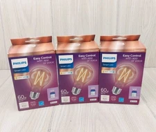 Lot of 3 Philips Tunable Smart Wi-Fi LED WiZ Filament Bulb A19 60W Dimmable