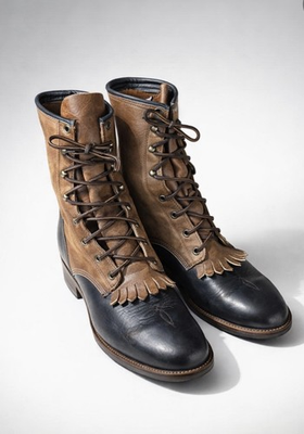 #ad Vintage Abilene Western Packer Lace Up Kiltie Brown Leather Boots Mens Size 9 $247.00