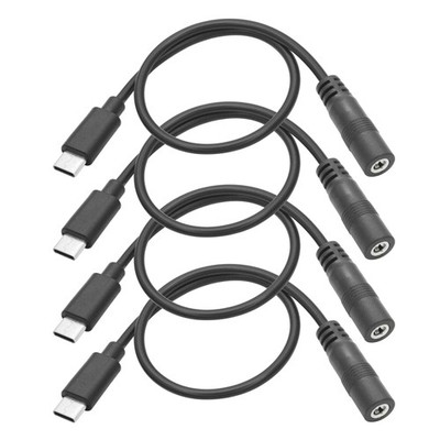 4 PCS DC 3.5x1.35mm To USB C Power Cable 1FT Female To Type C Male Plug 5V 3A