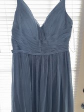 Azazie Blue Chiffon Sleeveless Bridesmaid Dress Formal Gown Regular Size A10