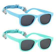 2-Pack Polarized Toddler Sunglasses with Strap for 2-4 Year Olds,Sky Blue  M...