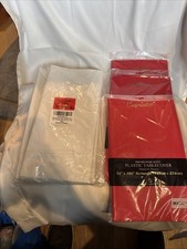 10 Exquisite Premium Quality Plastic Table Covers Rectangle 54x108 Redwhite