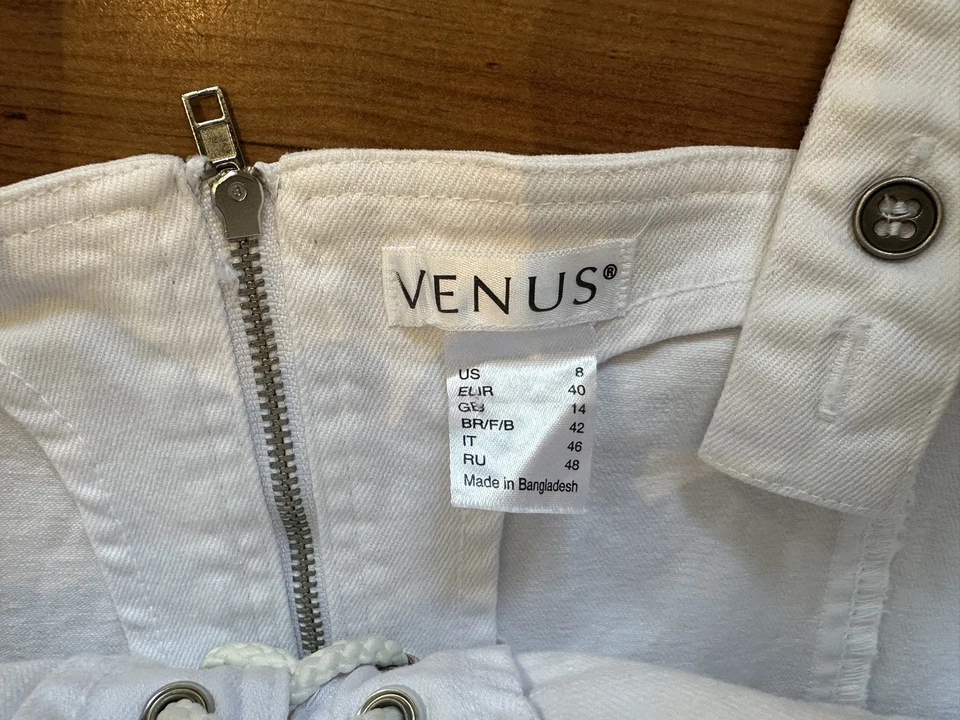 Jeans jeans branco Venus tamanho 14 com cadarço frontal espartilho de algodão bustier Peplum Festival - Imagem 4 de 4