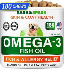 Fish Oil Treats Omega 3 Salmon Oil 180 Count EPA  DHA for Dog Skin  Joint