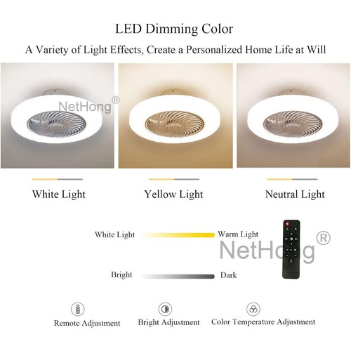 6 Speed Large LED Ceiling Fan with Lighting LED Light Adjustable Wind + Remote ~ - Picture 6 of 10